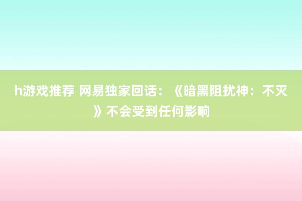 h游戏推荐 网易独家回话：《暗黑阻扰神：不灭》不会受到任何影响