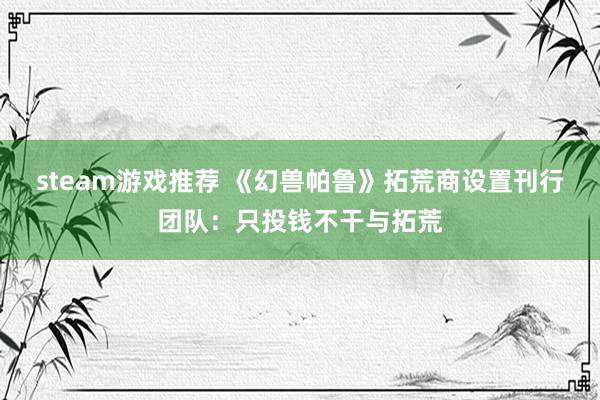 steam游戏推荐 《幻兽帕鲁》拓荒商设置刊行团队：只投钱不干与拓荒