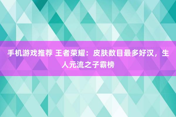 手机游戏推荐 王者荣耀：皮肤数目最多好汉，生人元流之子霸榜